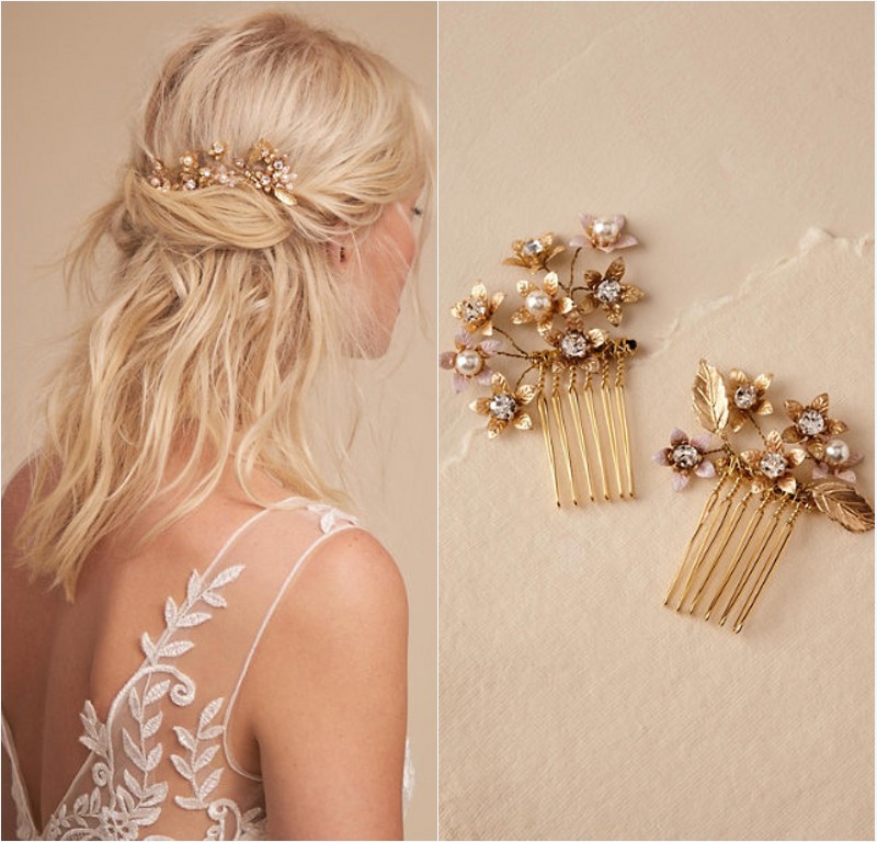 Peignes de cheveux ornées de cristaux Swarovski et de perles
